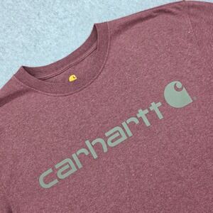 Carhartt Men's Medium Burgundy Heather Short Sleeve Logo T Shirt Original Fit